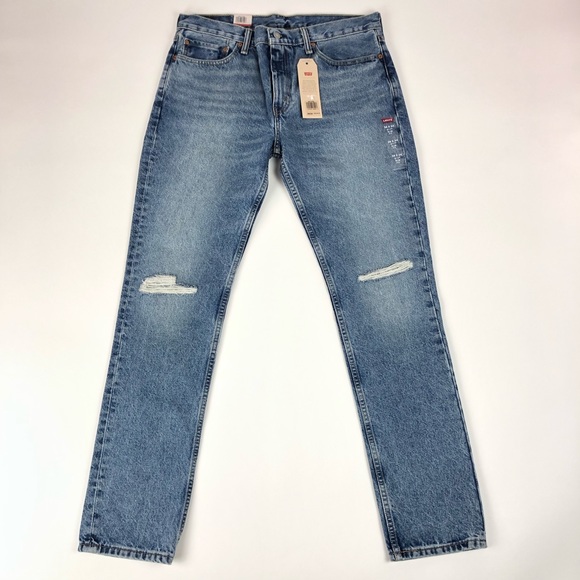 Levis 511 Slim Fit Distressed Blue Jeans 36x34 - Picture 3 of 8